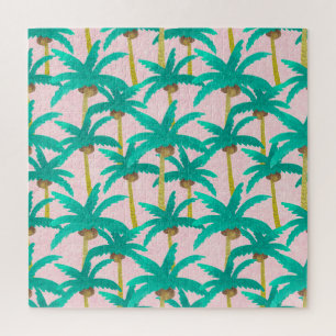 Tropical Palms: Watercolor Summer Pattern Jigsaw Puzzle