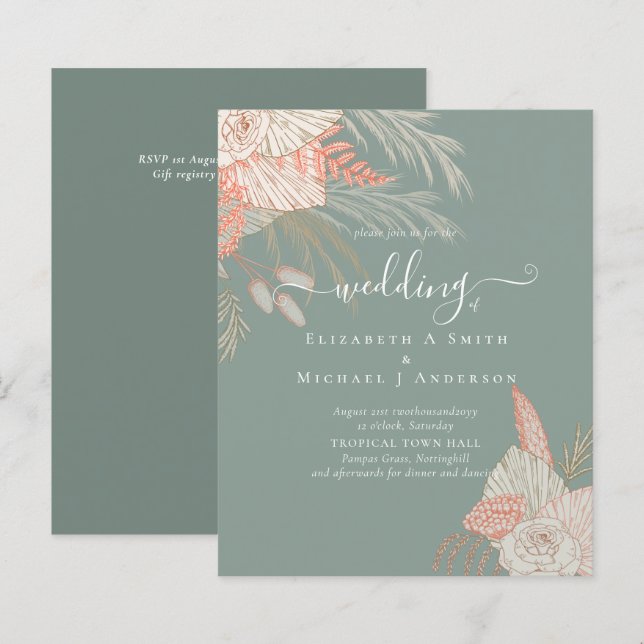 Tropical Pampas Grass Terracotta Wedding (Front/Back)