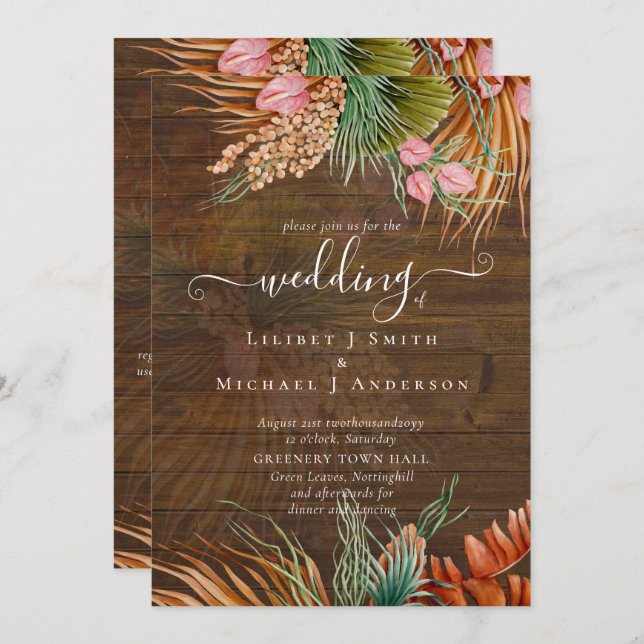 Tropical Pampas Grass Terracotta Wedding (Front/Back)