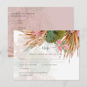 Tropical Pampas Grass Terracotta Wedding Postcard