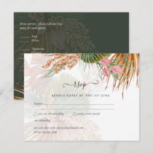 Tropical Pampas Grass Terracotta Wedding Postcard