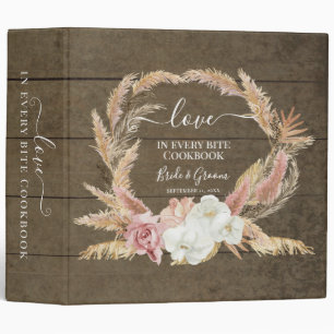 Tropical Pampas Orchid Floral Palm Wood Cookbook Binder