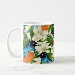Tropical papaya and bird pattern. coffee mug