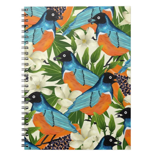 Tropical papaya and bird pattern. notebook (Front)