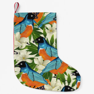 Tropical papaya and bird pattern. small christmas stocking