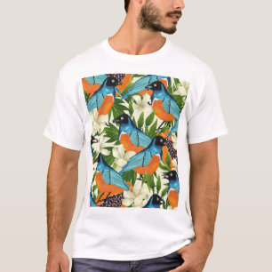 Tropical papaya and bird pattern. T-Shirt