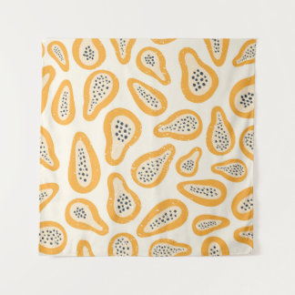 Tropical Papaya: Grunge, Hand Drawn. Tapestry