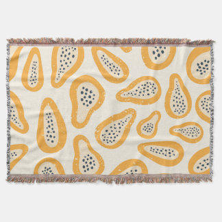 Tropical Papaya: Grunge, Hand Drawn. Throw Blanket