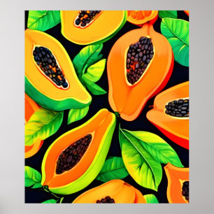 Tropical Papaya Paradise Poster