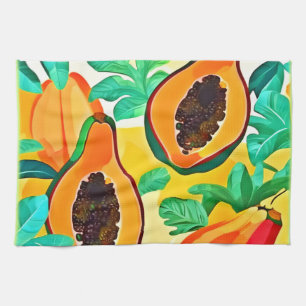 Tropical Papaya Pop Art Kitchen Towel