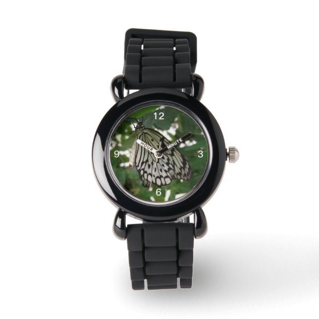 Tropical Paper Kite Butterfly Glitter Watch (Front)