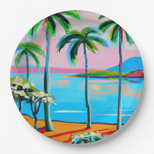 Tropical paper party plates