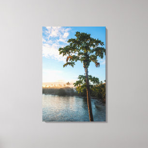 Tropical Paradise At Sunset, Fiji Canvas Print