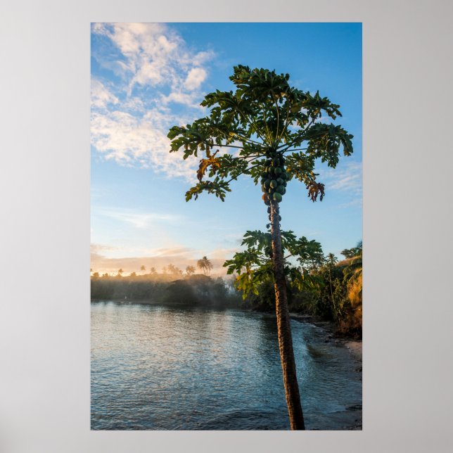 Tropical Paradise At Sunset, Fiji Poster (Front)
