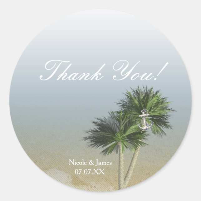 Tropical Paradise Beach & Palm Trees Stickers (Front)