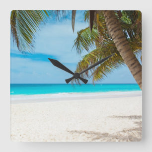 Tropical Paradise Beach Square Wall Clock