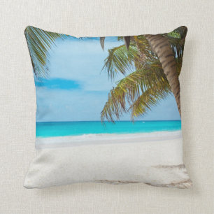 Tropical Paradise Beach Throw Pillow