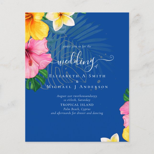 Tropical Paradise Beach Wedding Vibrant Florals Flyer (Front)
