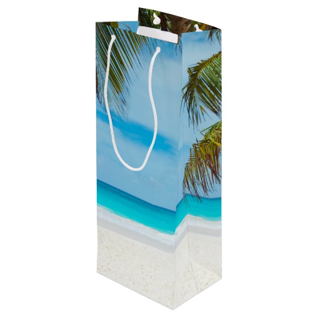 Tropical Paradise Beach Wine Gift Bag (Back Angled)