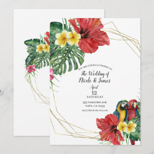 Tropical Paradise Birds Floral Wedding Invitation