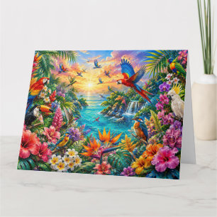 Tropical Paradise Birds Thank You Greeting Card   