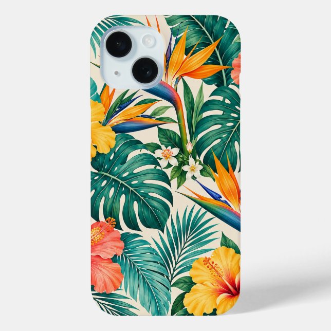Tropical Paradise Botanical Floral Pattern Case-Mate iPhone Case (Back)