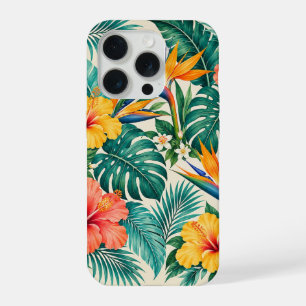 Tropical Paradise Botanical Floral Pattern iPhone 15 Pro Case