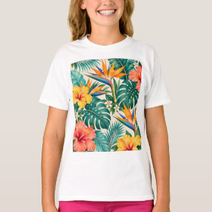 Tropical Paradise Botanical Floral Pattern T-Shirt
