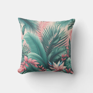 Tropical Paradise Botanical Pattern Throw Pillow