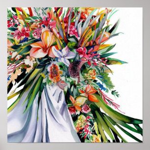 Tropical Paradise, Bridal Cascading Bouquet (2), Poster