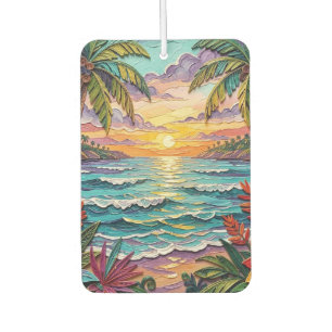 Tropical Paradise Coastal Beach Scene Impasto Air Freshener