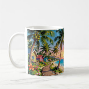 Tropical Paradise Coastal Seaside Cottage Ocean  Coffee Mug