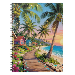 Tropical Paradise Coastal Seaside Cottage Ocean  Notebook
