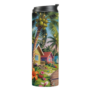 Tropical Paradise Coastal Seaside Cottage Ocean  Thermal Tumbler