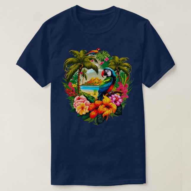 Tropical Paradise colourful illustration T-Shirt (Design Front)