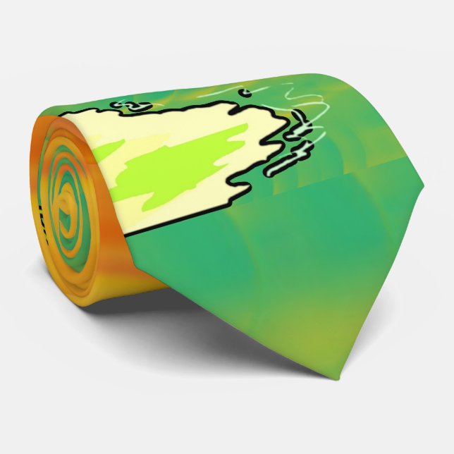 Tropical Paradise Desert Island Orange Sunset Tie (Rolled)