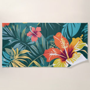 Tropical Paradise Floral Beach Towel