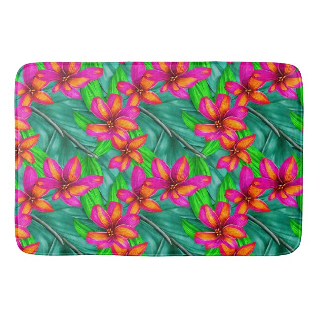 Tropical Paradise Floral Pattern Bath Mat (Front)