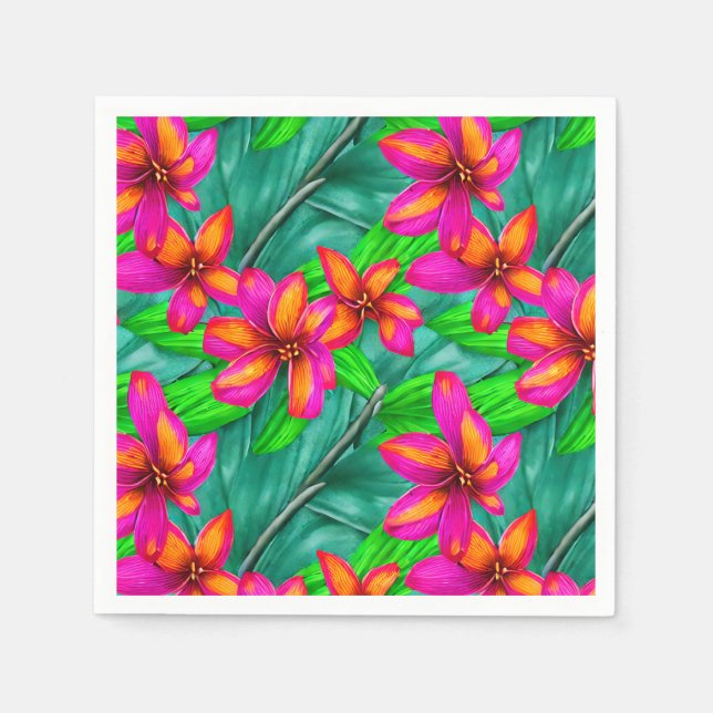 Tropical Paradise Floral Pattern Napkin (Front)