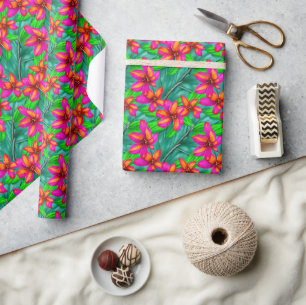 Tropical Paradise Floral Pattern Wrapping Paper