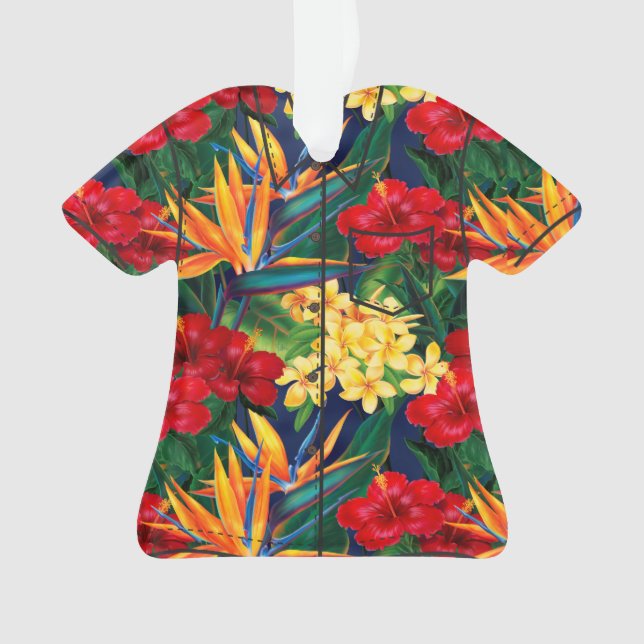 Tropical Paradise Hawaiian Floral Aloha Shirt Ornament (Front)