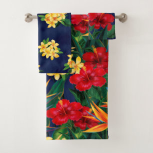 Tropical Paradise Hawaiian Floral Coordinates Bath Towel Set
