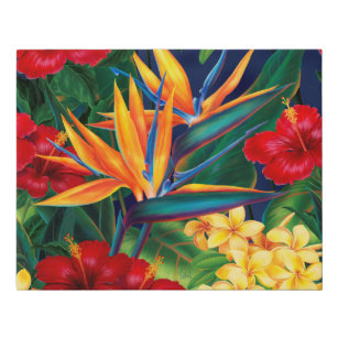 Tropical Paradise Hawaiian Floral Faux Canvas Print