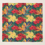 Tropical Paradise Hawaiian Floral Sarong Scarf<br><div class="desc">This original digital painting by renowned illustrator Jeff Fillbach is an explosion of the colours of some of nature's most beautiful flowers. Featuring an array of plumeria on a watercolor background of shades of deep blues, this design coordinates with our Tropical Paradise Hawaiian Floral which has birds of paradise and...</div>