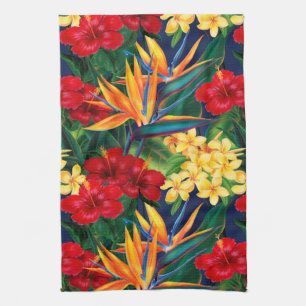 Tropical Paradise Hawaiian Floral Vertical Kitchen Towel
