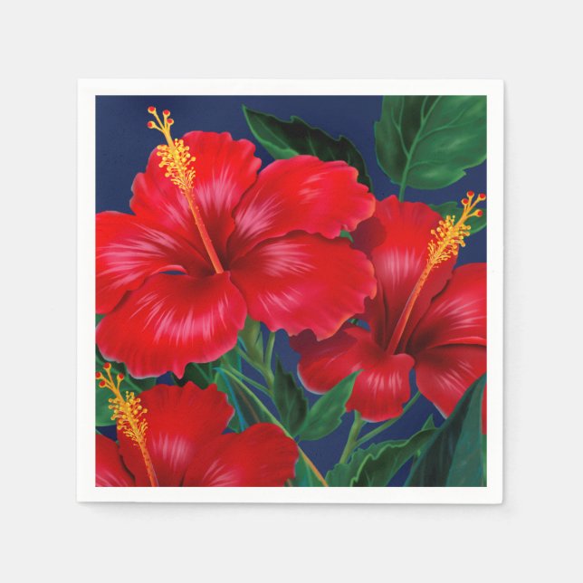 Tropical Paradise Hawaiian Hibiscus Floral Napkin (Front)