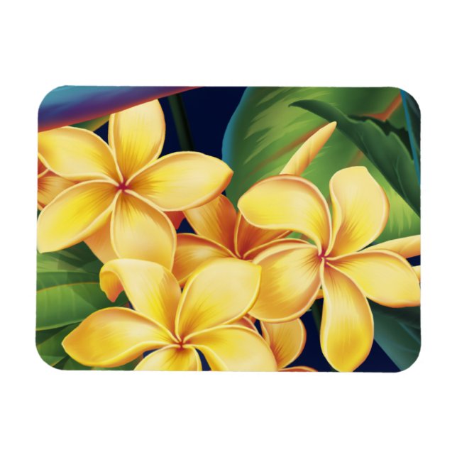 Tropical Paradise Hawaiian Plumeria Magnet (Horizontal)