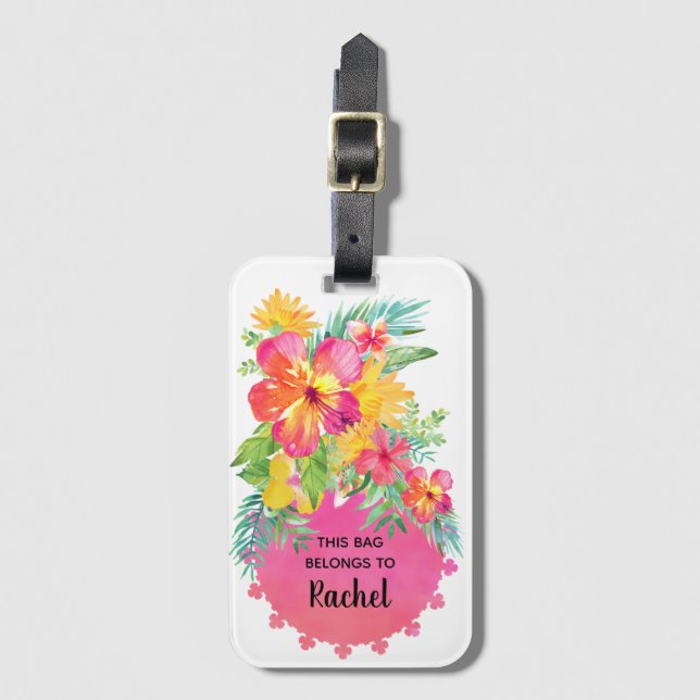 Tropical Paradise Hibiscus Luggage Luggage Tag (Front Vertical)