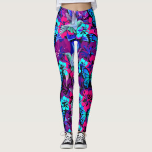 Tropical Paradise Hummingbirds Butterflies Leggings