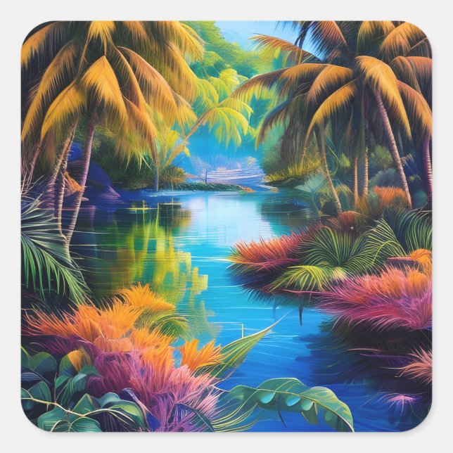 Tropical Paradise II Square Sticker (Front)